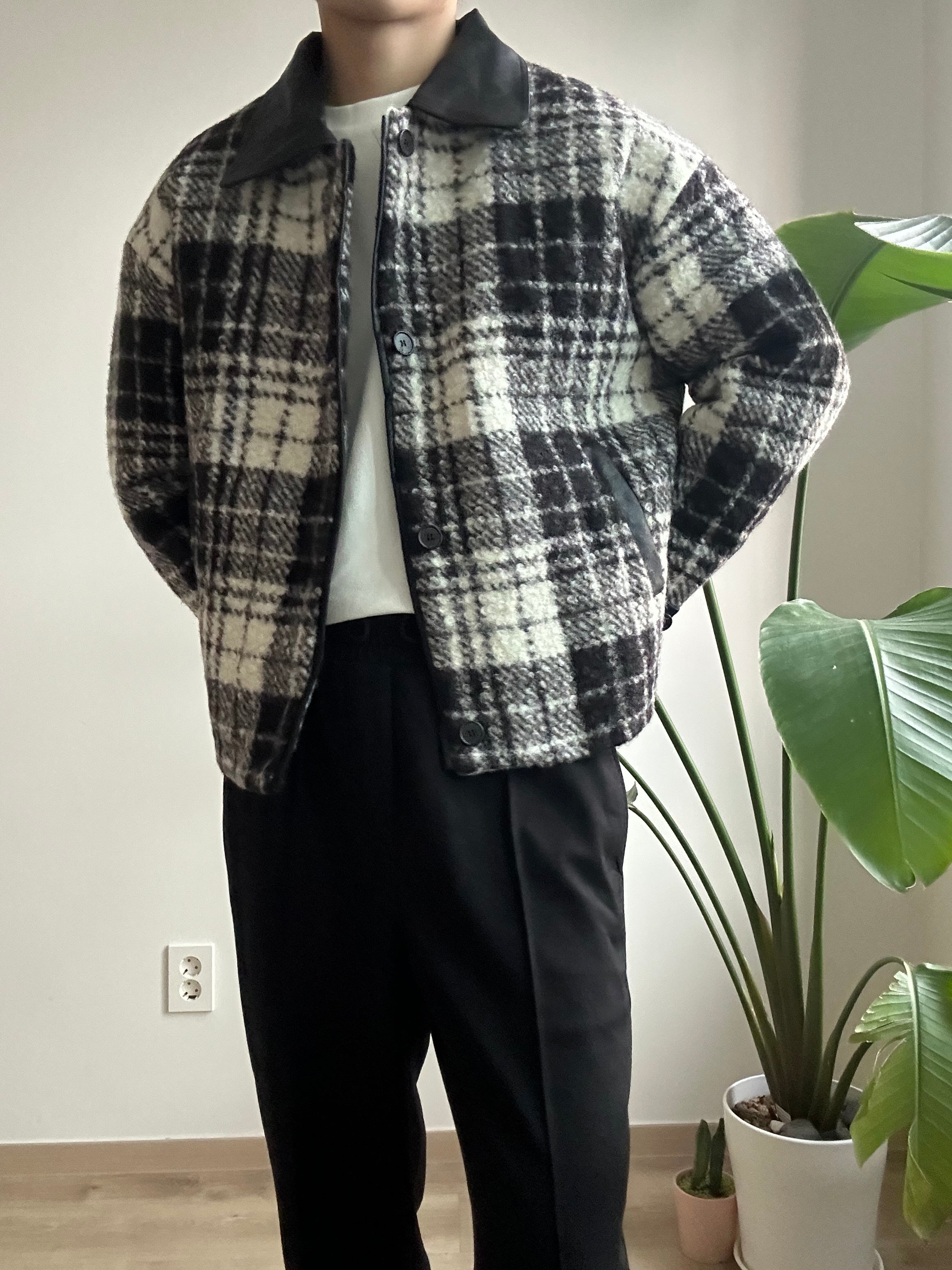 格仔毛毛短褸 – 179CM.Korea