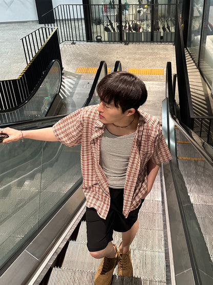 格仔短袖襯衫 香港男裝