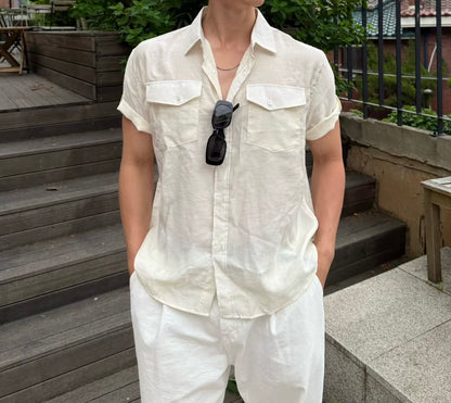 短袖口袋襯衫