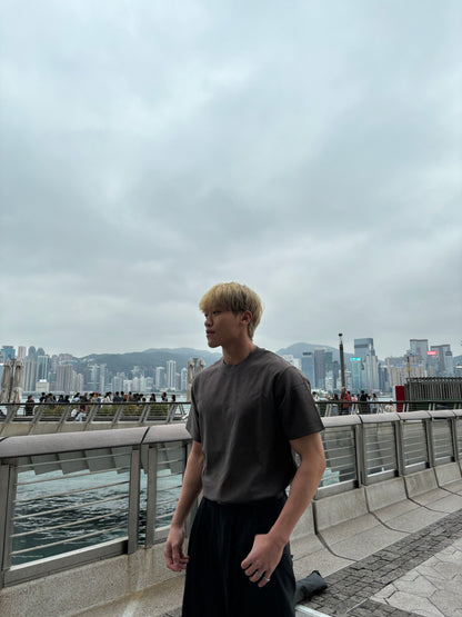 [自家品牌]純棉碳灰短袖上衣 韓國男裝