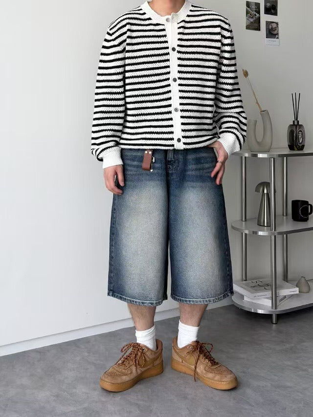 中長過膝牛仔褲 韓國男裝