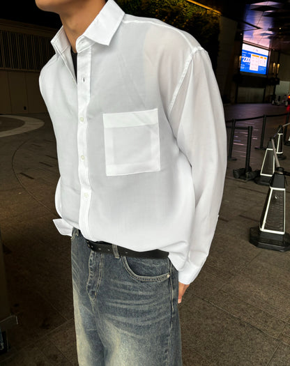 白色百搭襯衫 韓國男裝