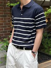 間條Polo短袖上衣