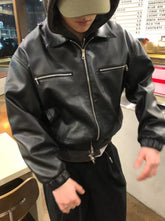 雙鏈挺身皮褸 韓國男裝