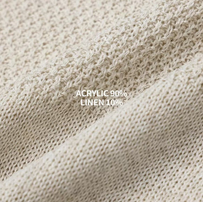 編織橫紋翻領短袖上衣