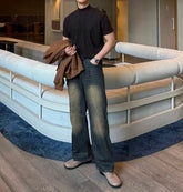 深藍色牛仔褲 韓國男裝褲