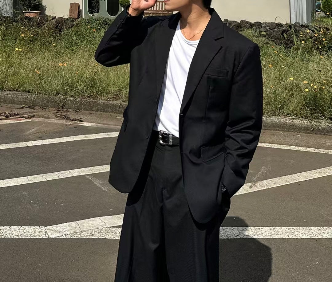 韓系西裝套裝(全套)-黑色