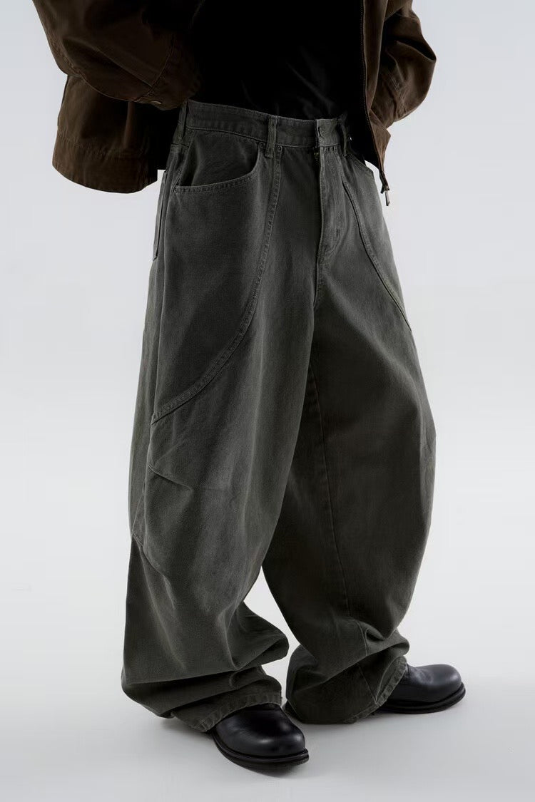 彎身摺紋落地牛仔褲 韓國男裝