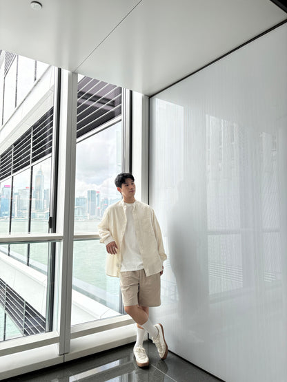 暗紋間條長袖襯衫