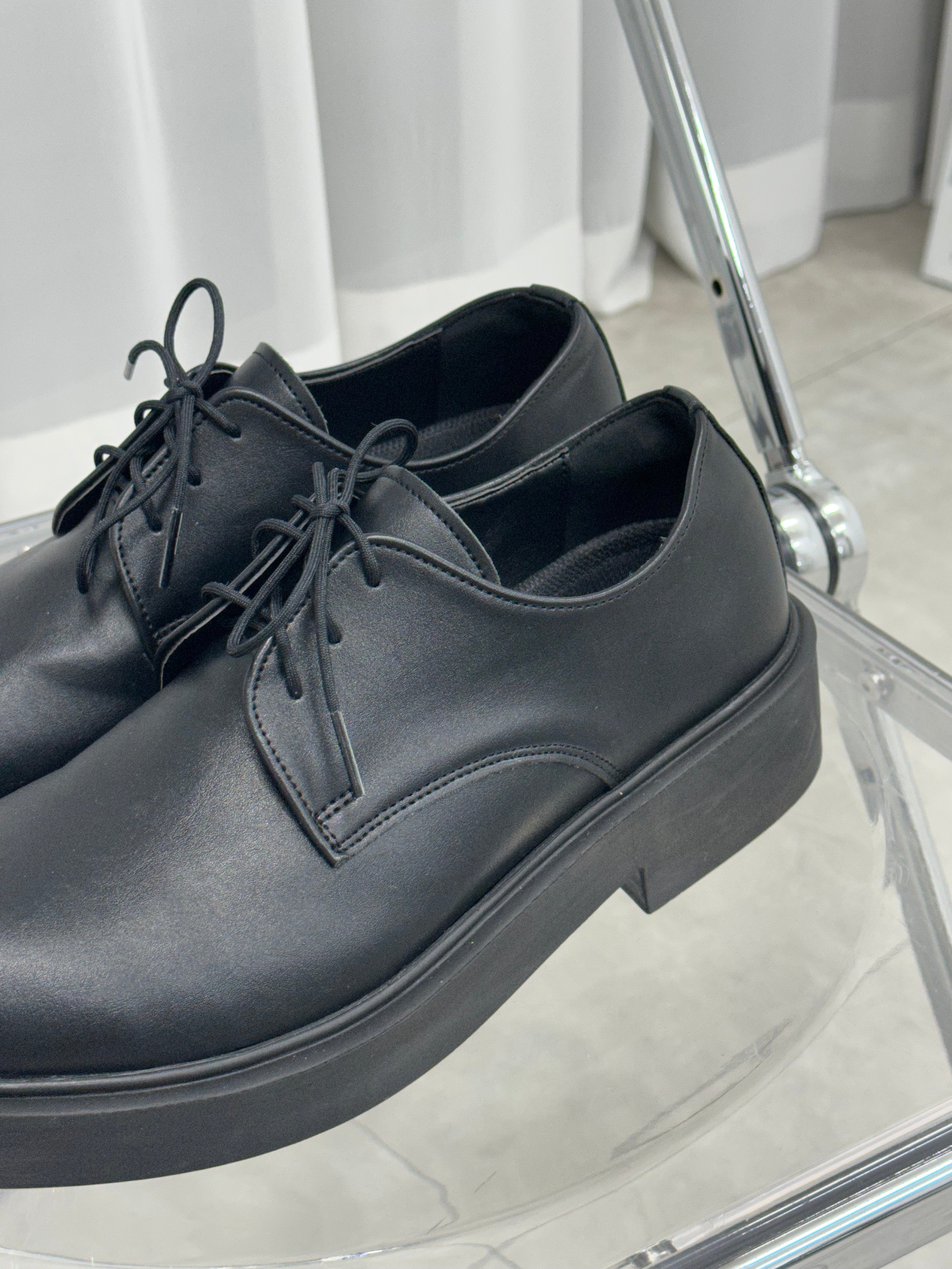 [韓國製增高4cm]加厚尖圓頭德比鞋Derby Shoes