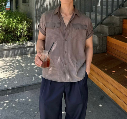短袖口袋襯衫
