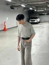 米灰暗紋短袖上衣