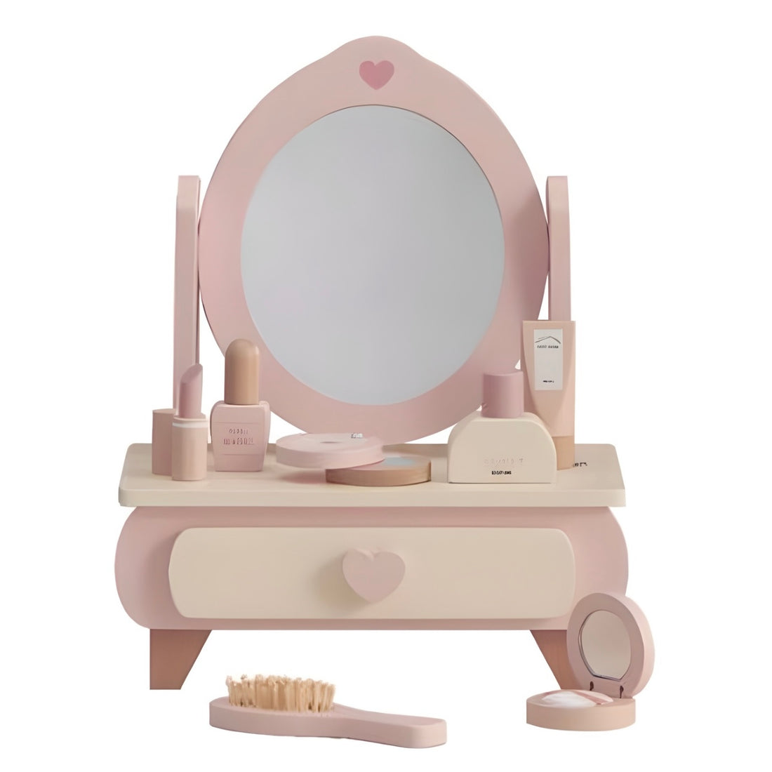 北歐風木製化妝桌椅組