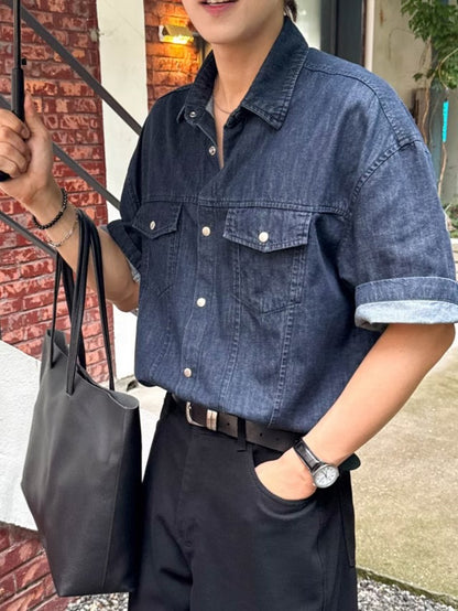 牛仔布襯衫 韓國男裝