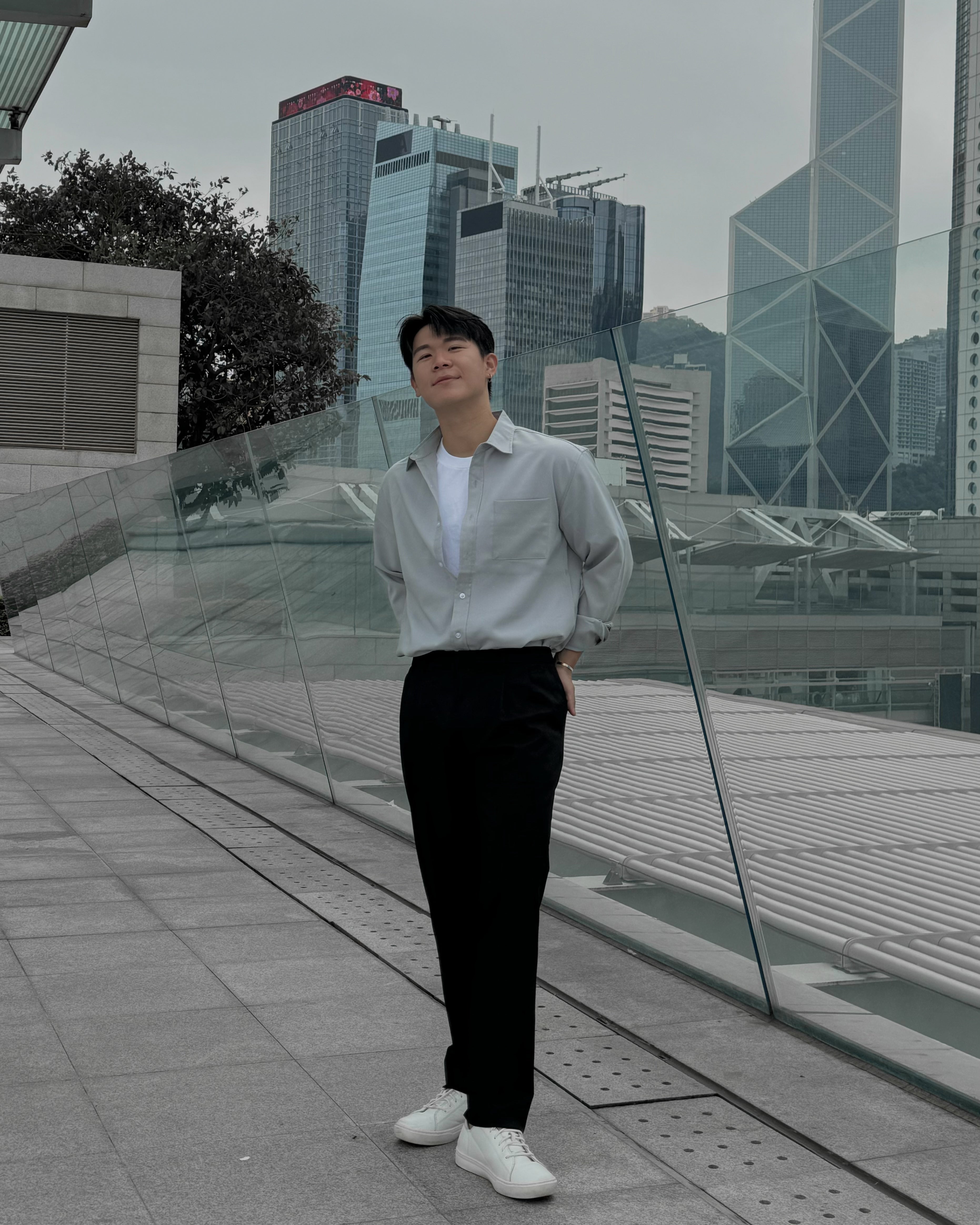 淺灰透氣百搭襯衫 － 韓國男裝