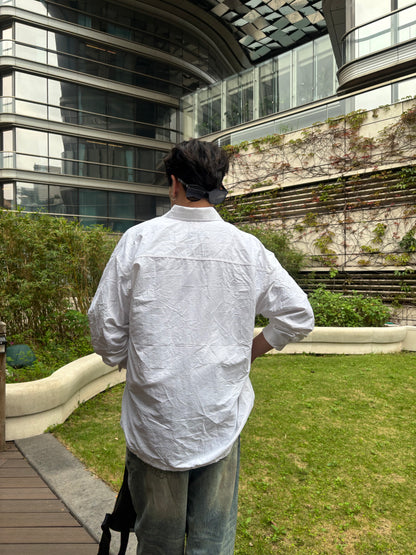 質感淡紋理白色襯衫