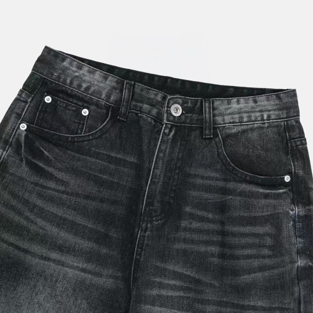 水洗落地牛仔褲