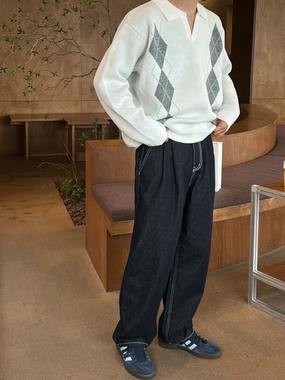 菱格紋針織上衣