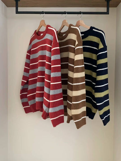 間條混色針織上衣 韓國男裝