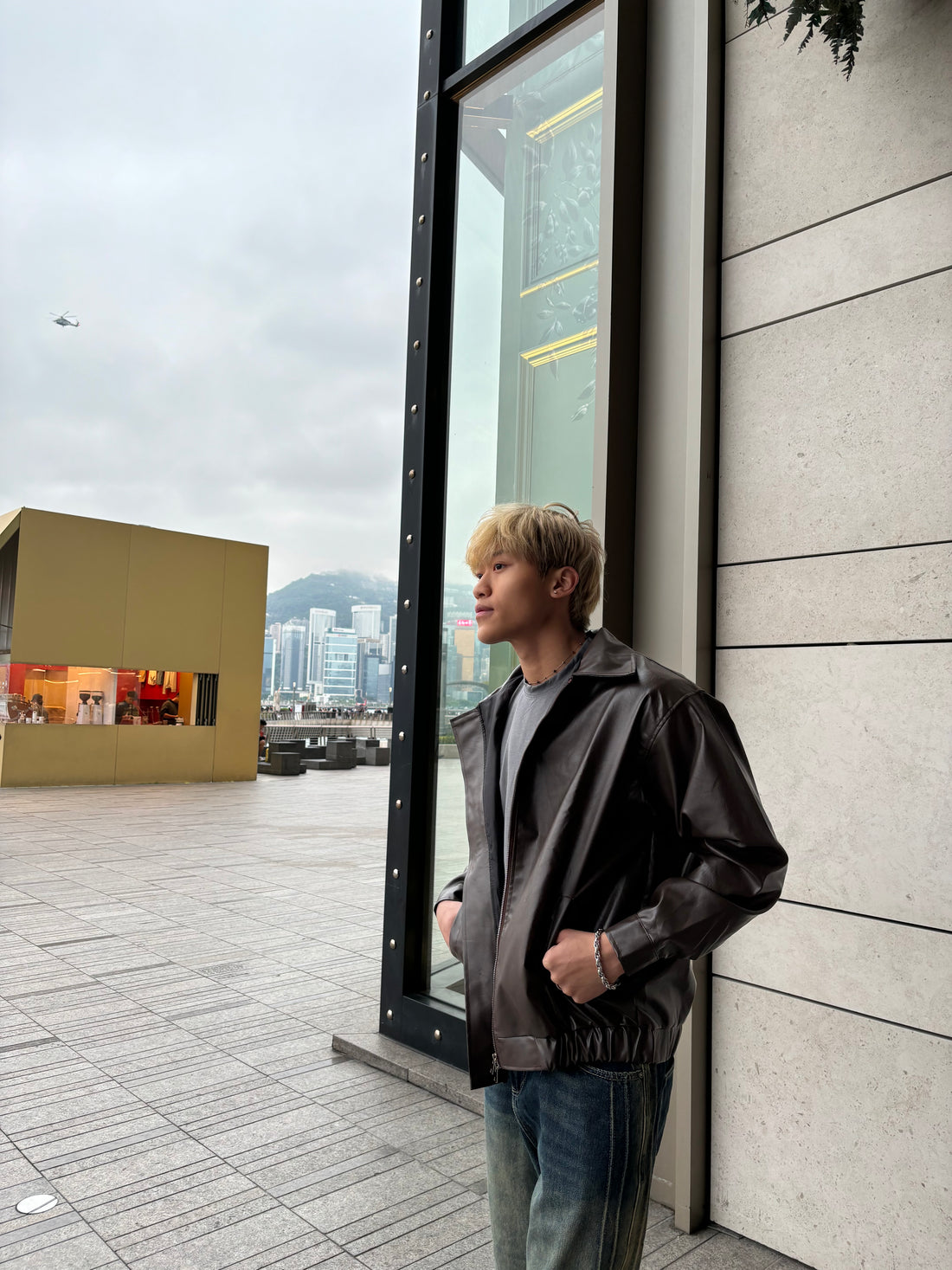 啡色皮褸 韓國男裝