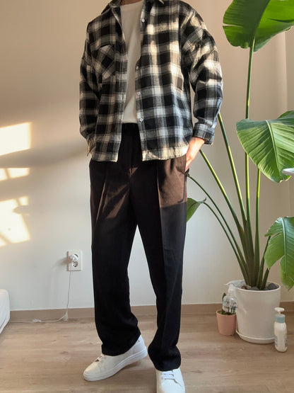 黑色格仔襯衫