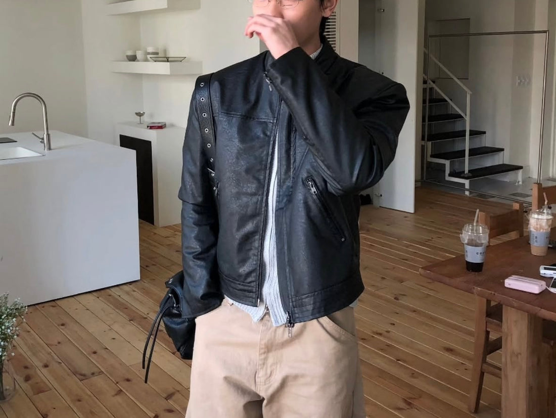 韓系挺身皮褸 韓國男裝