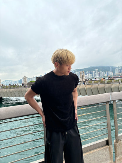 質感輕絨面短袖上衣