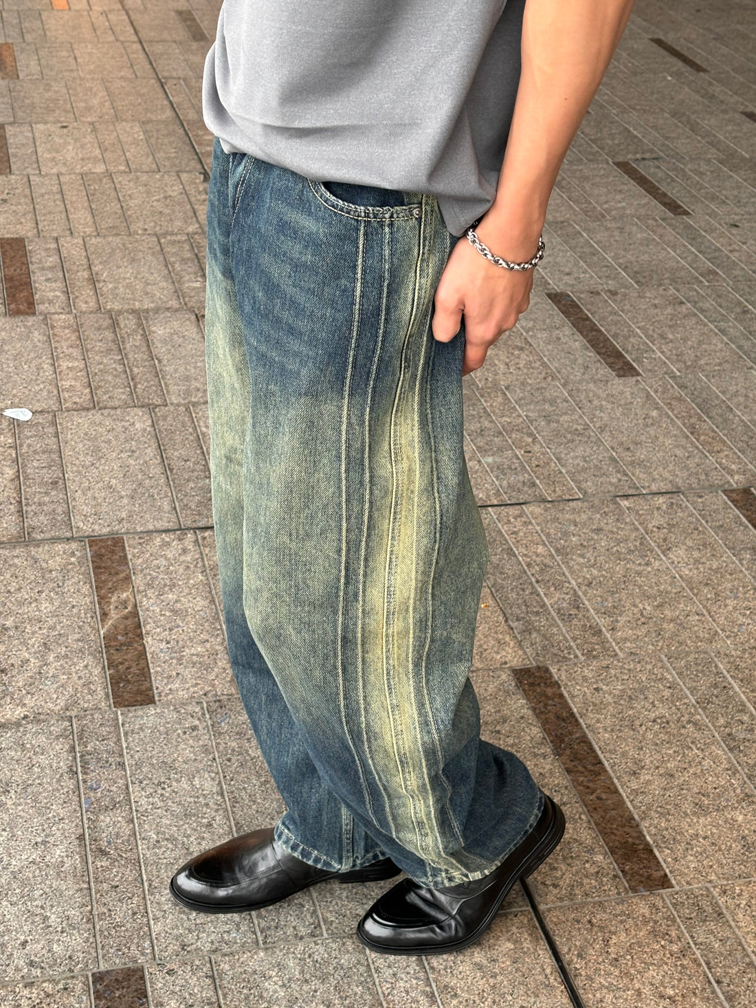 側間水洗牛仔褲 韓國男裝