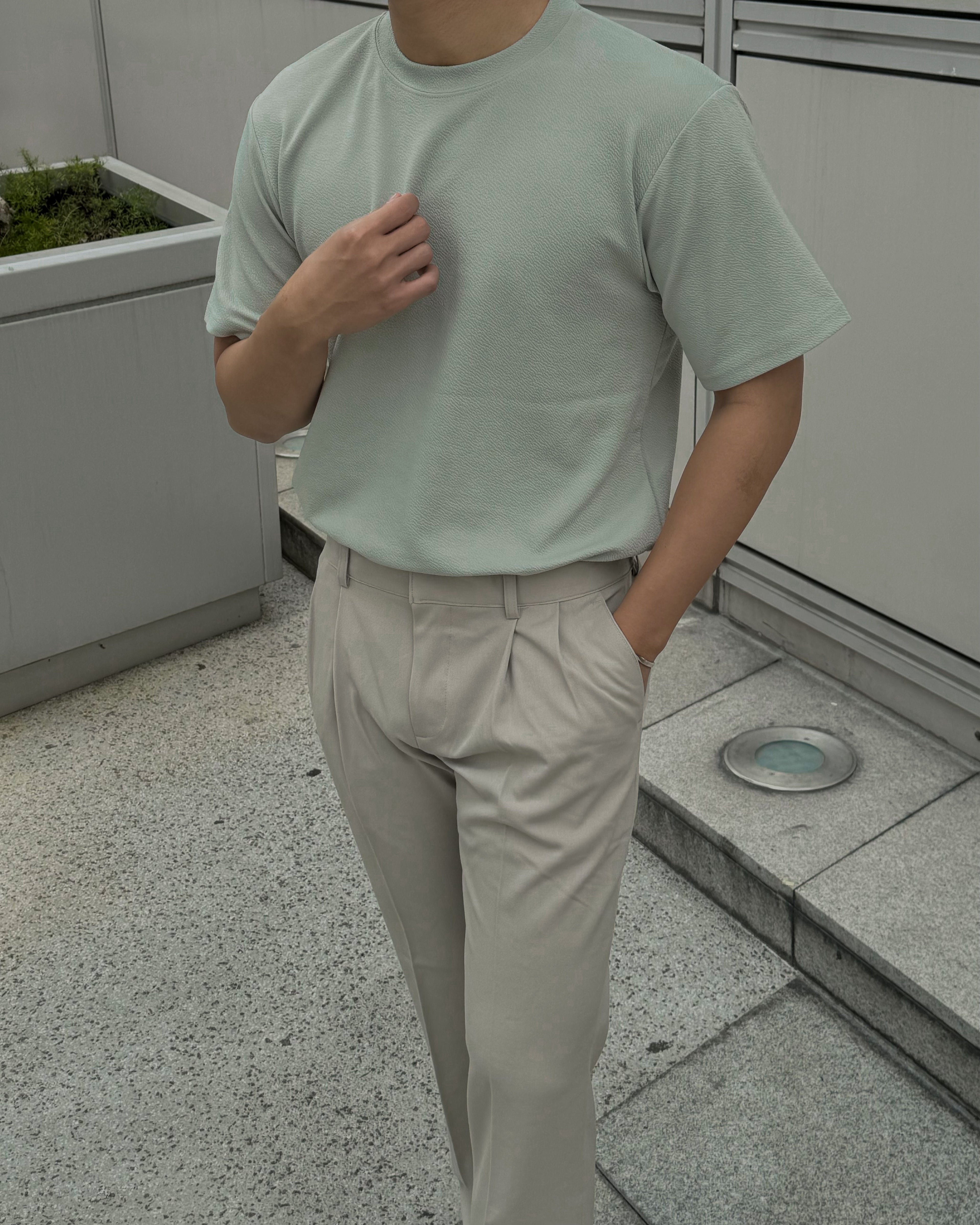 輕透短袖上衣 - 薄荷綠