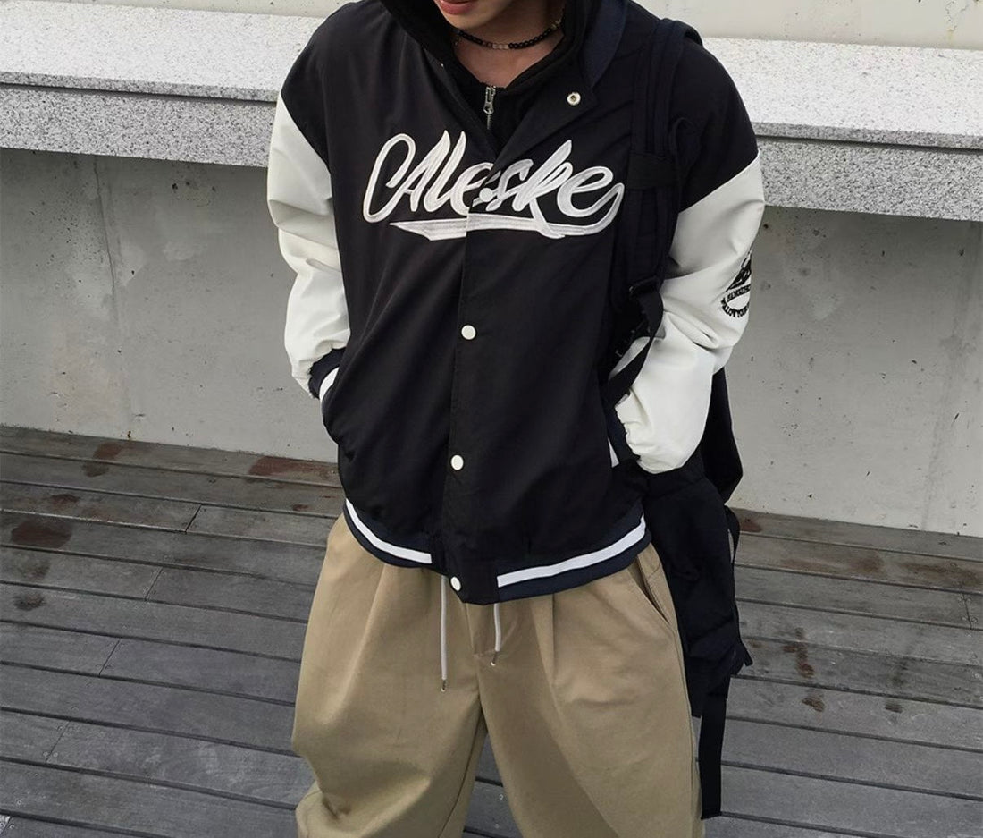 拼色棒球外套