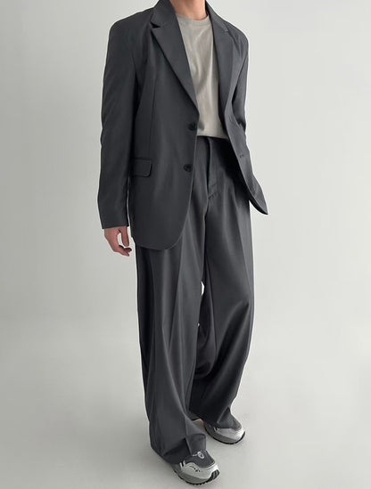韓系西裝套裝(全套)-灰色