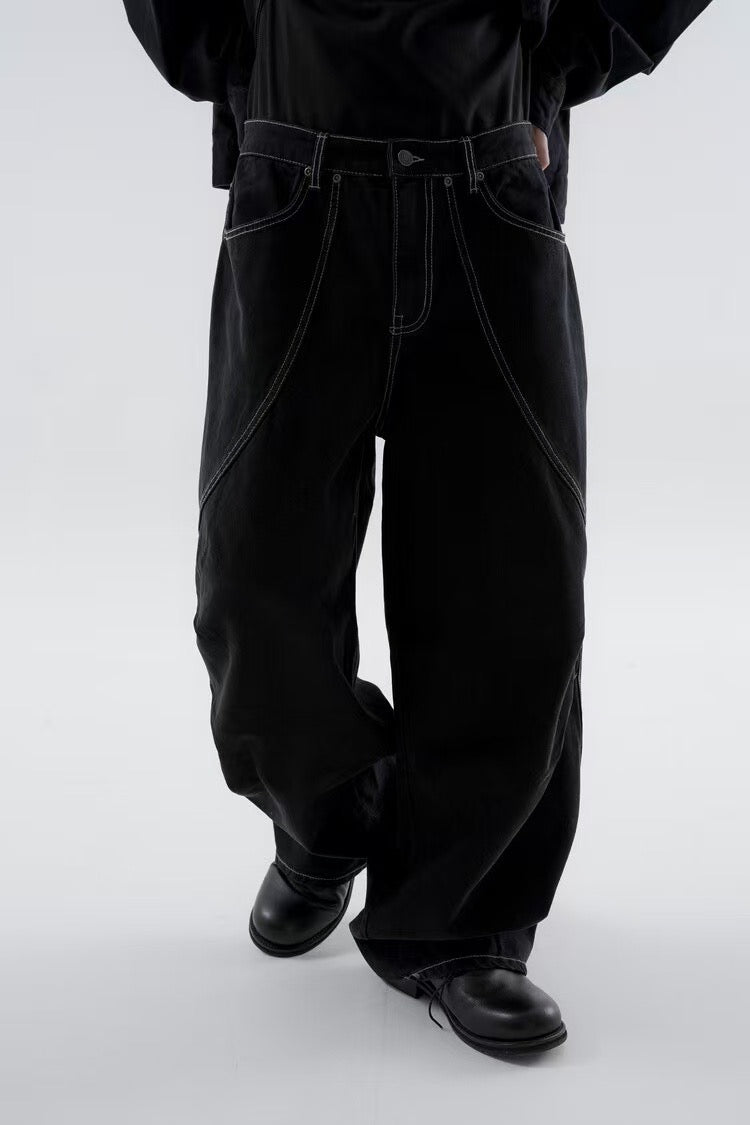 彎身摺紋落地牛仔褲 韓國男裝