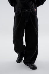 彎身摺紋落地牛仔褲 韓國男裝