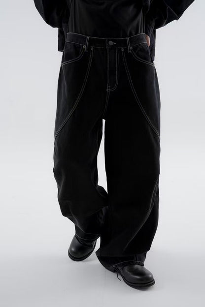 彎身摺紋落地牛仔褲 韓國男裝