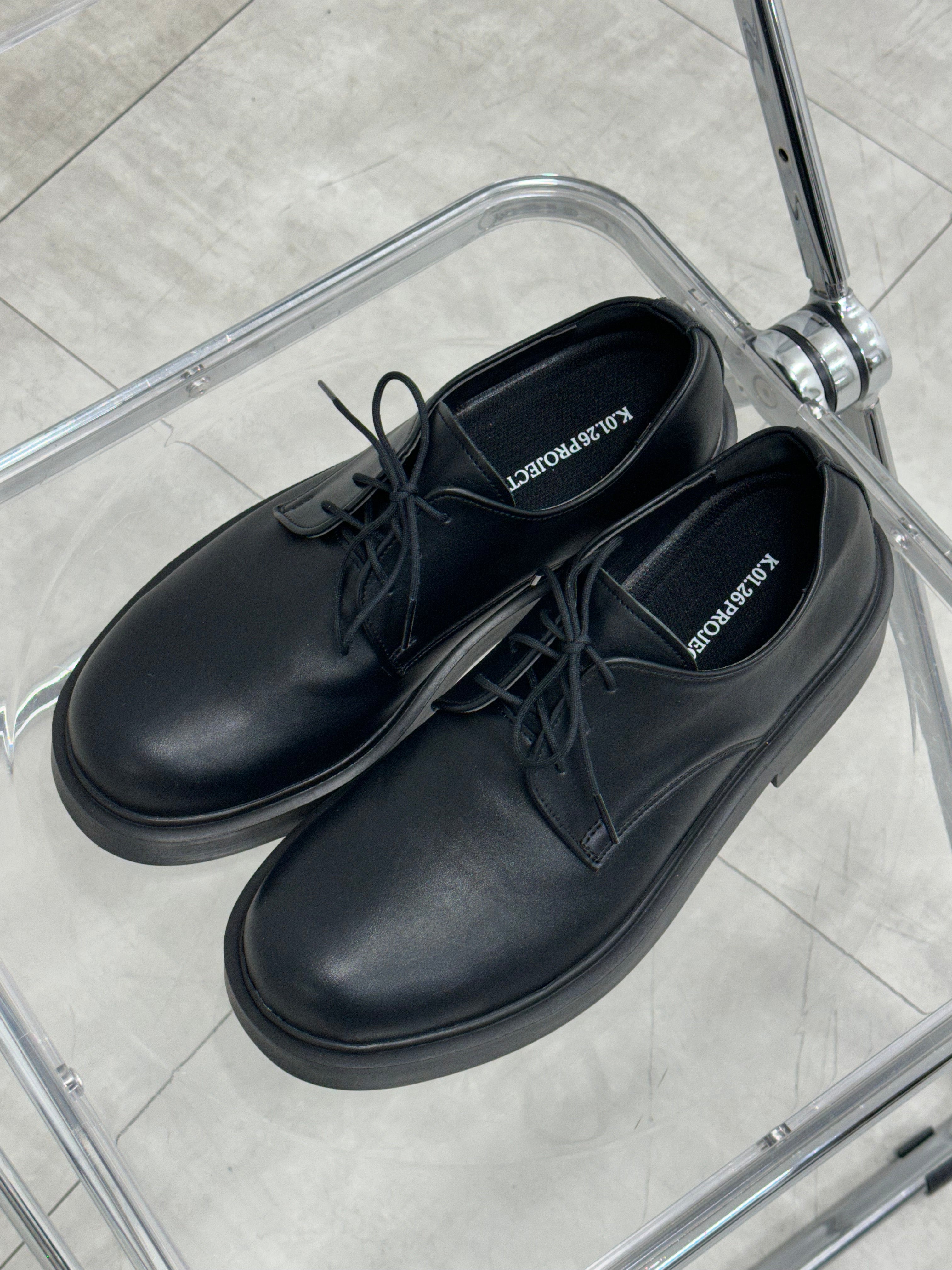 [韓國製增高4cm]加厚尖圓頭德比鞋Derby Shoes