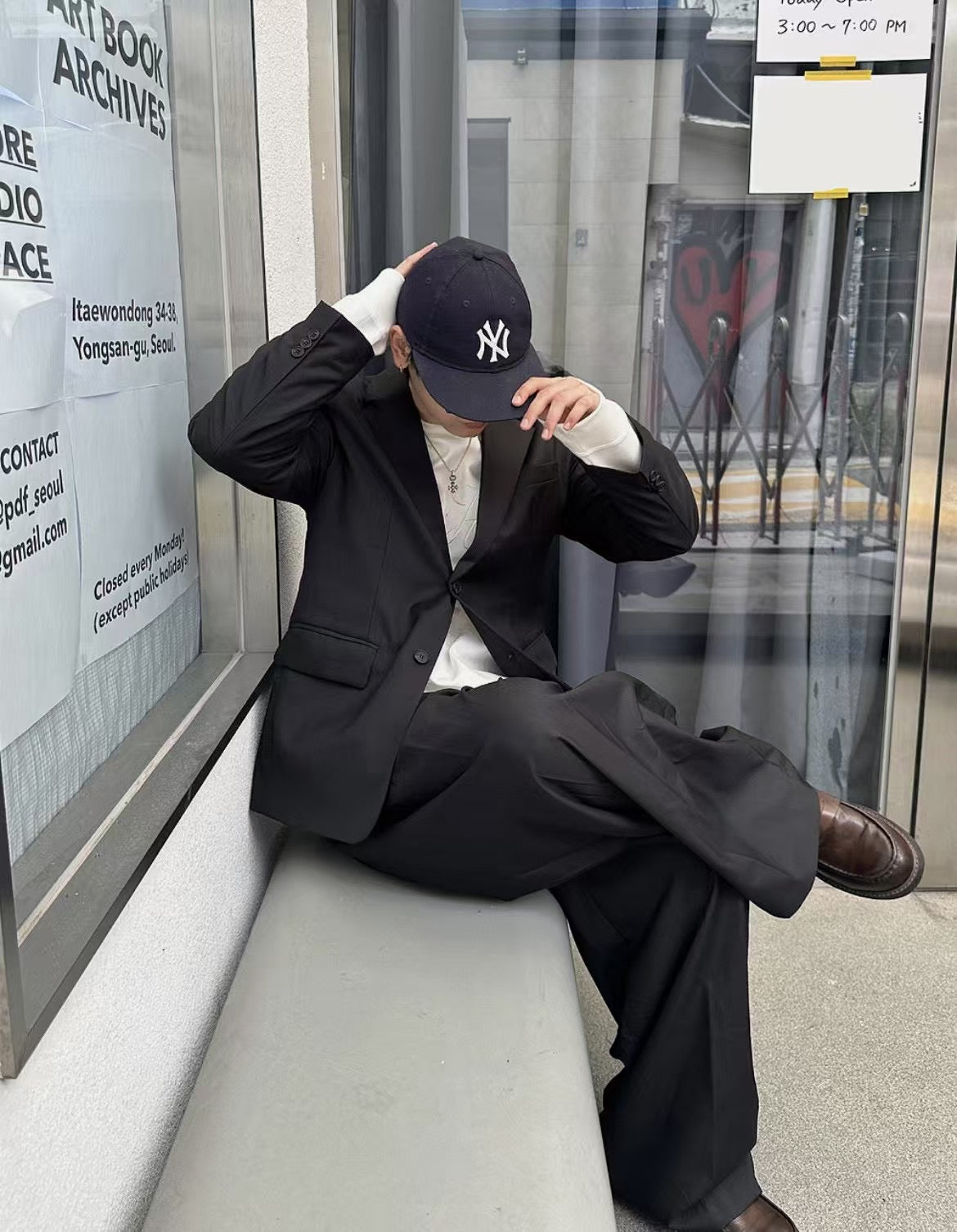 韓系西裝套裝(全套)-黑色