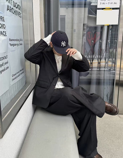 韓系西裝套裝(全套)-黑色