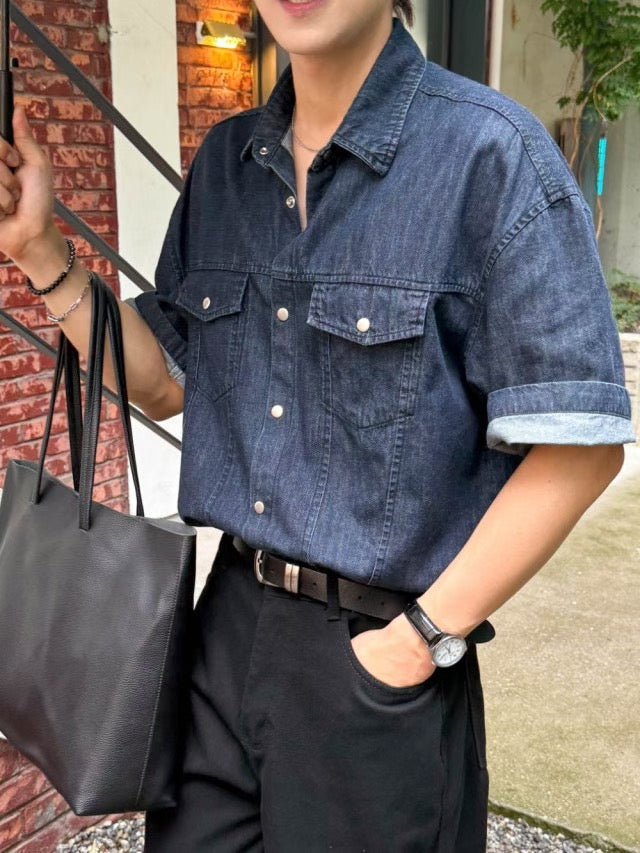 牛仔布襯衫 韓國男裝