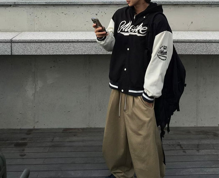 拼色棒球外套