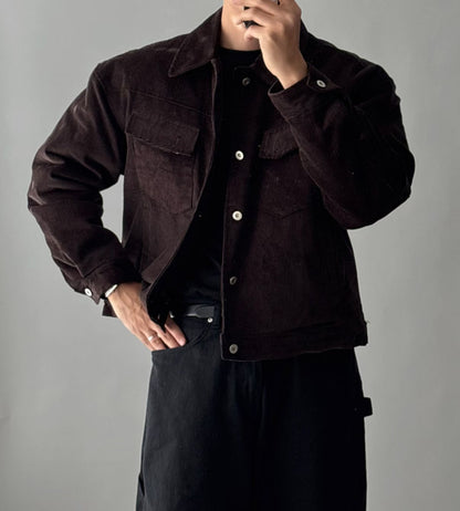 韓系燈芯絨口袋褸