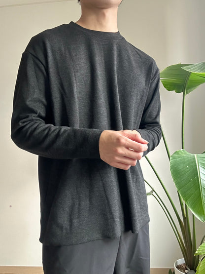 現貨 親膚碳灰長袖襯搭上衣