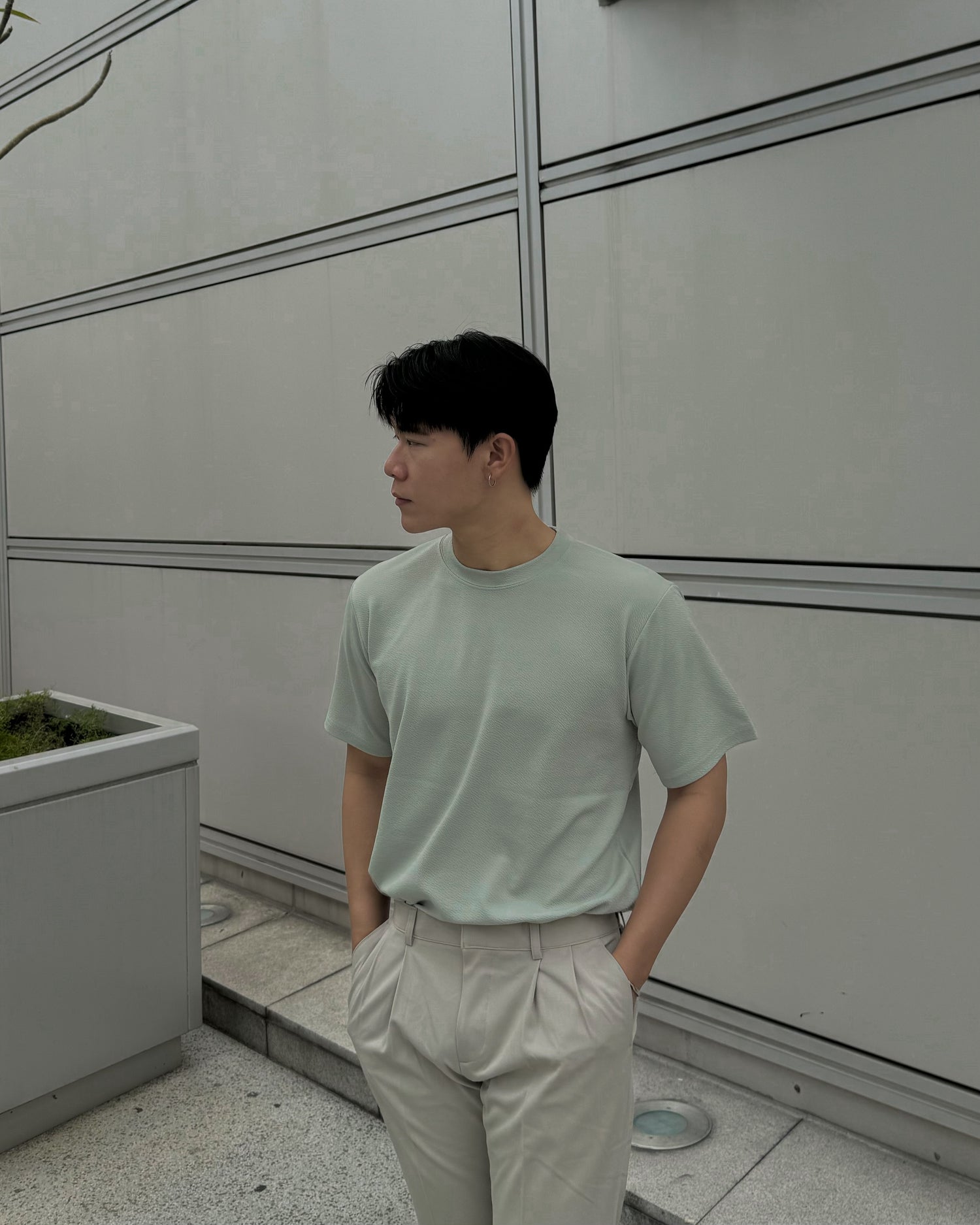 輕透短袖上衣 - 薄荷綠