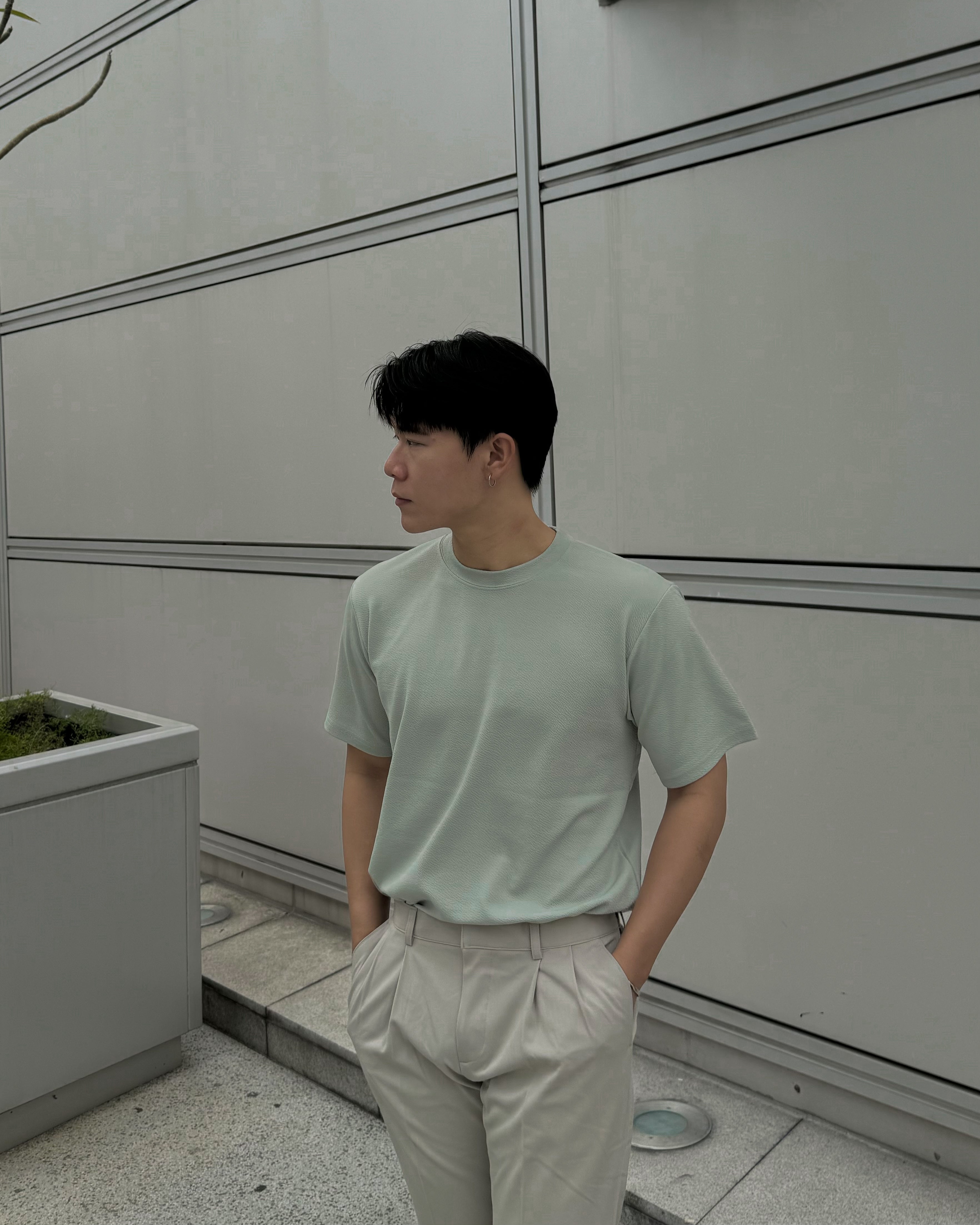 輕透短袖上衣 - 薄荷綠