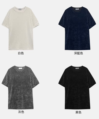 質感輕絨面短袖上衣