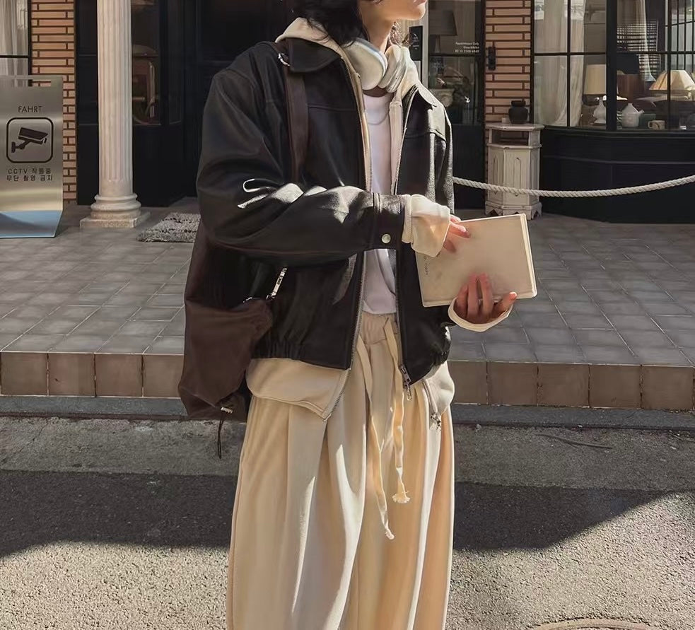韓系挺身皮褸