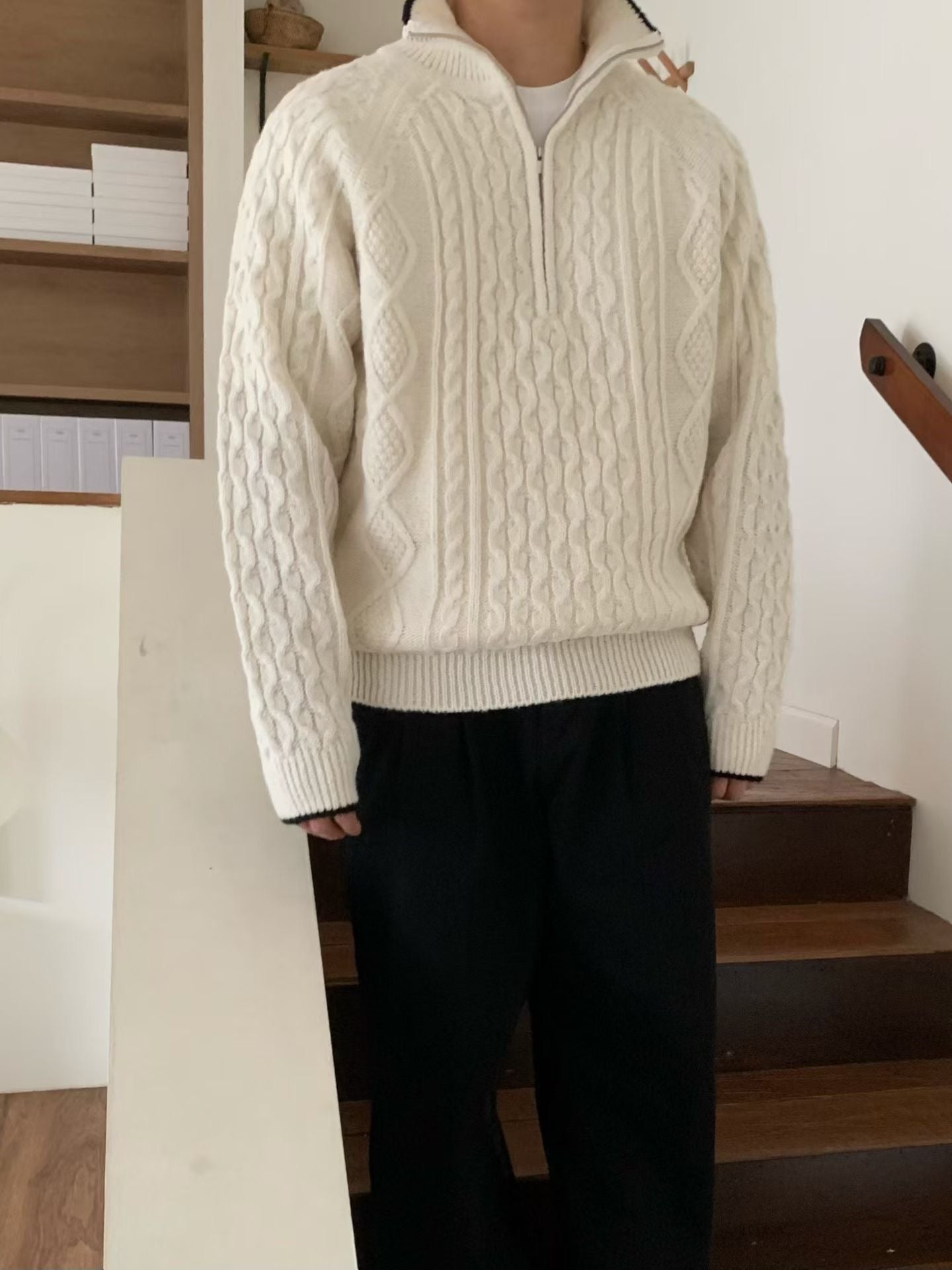 &lt;情侶裝系列&gt;麻花針織長袖上衣