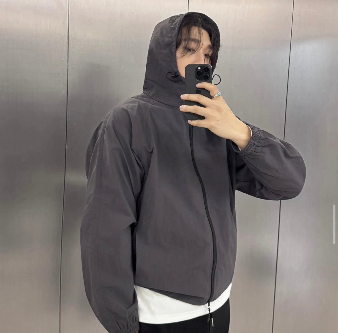 碳灰風褸 韓國男裝