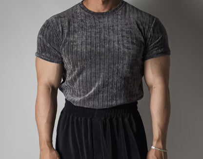 質感輕絨面短袖上衣