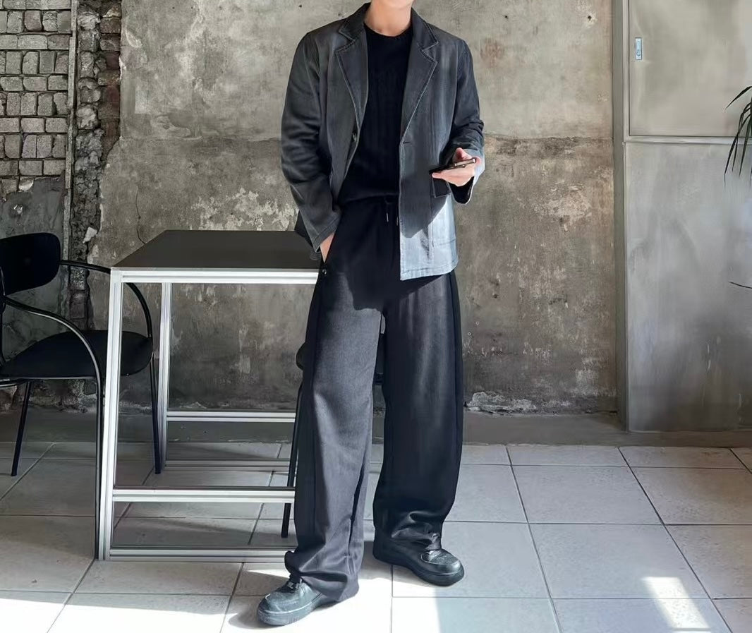 側扣落地長褲 韓國男裝