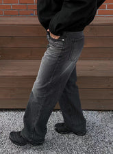 灰黑落地牛仔褲 － 韓國男裝
